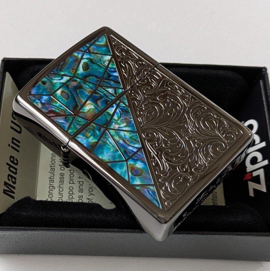 グリーンマーブル✧アラベスクzippo　ブラックニッケル　新品　送料無料　ジッポ