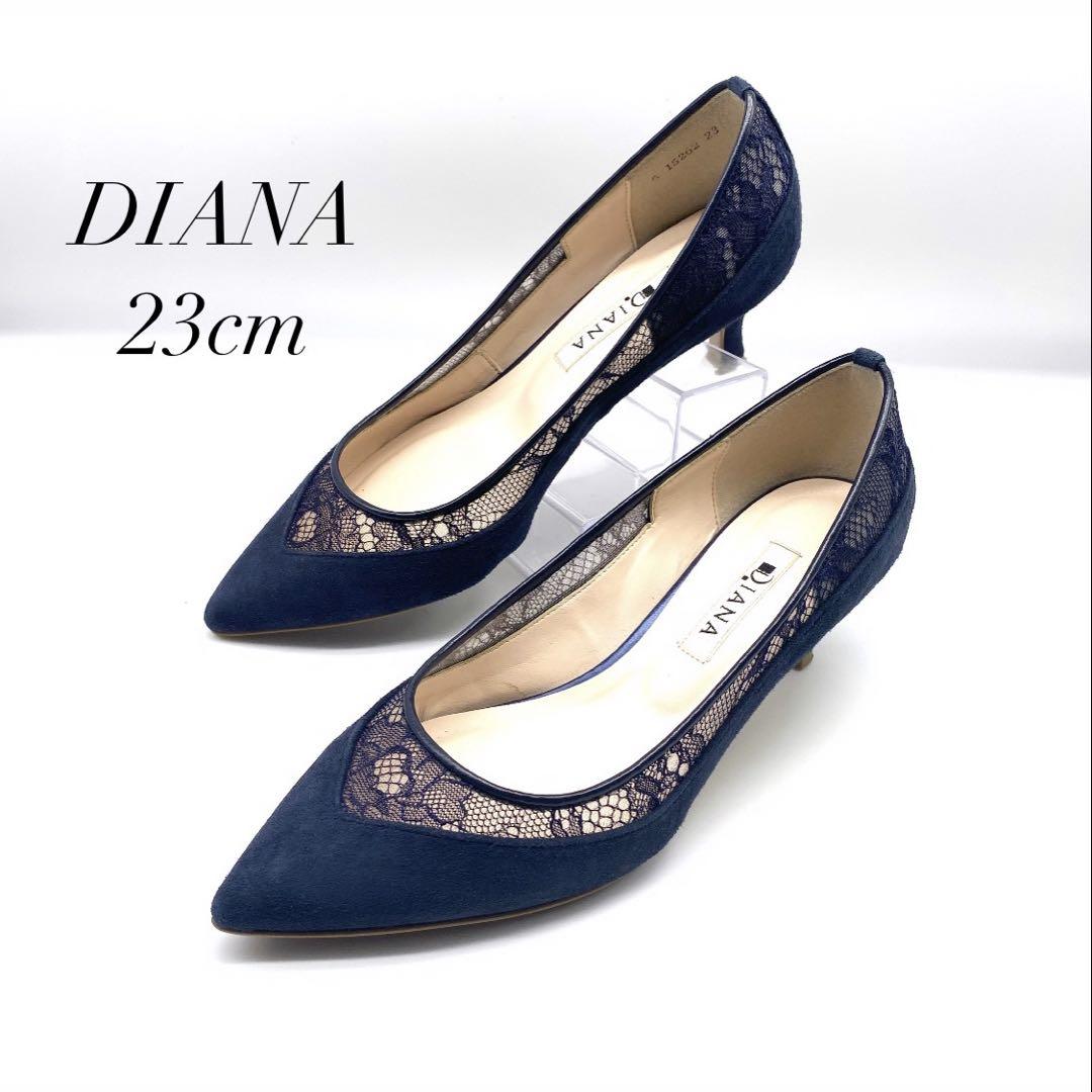 【大人気デザイン✨】DIANA レース　ネイビー　スエード　冠婚葬祭