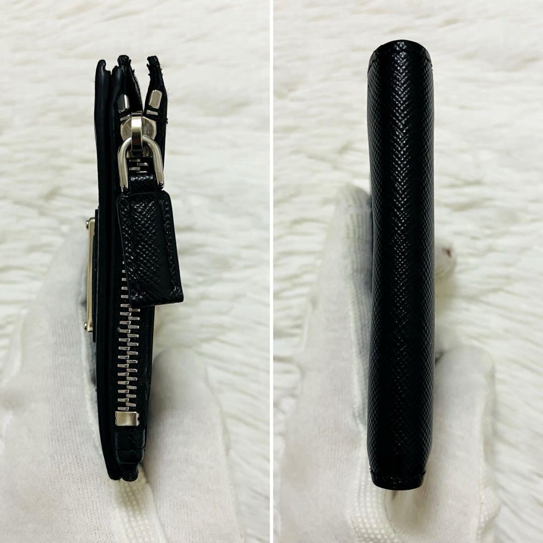 【✨極美品✨】 プラダ 三角ロゴ サフィアーノ 二つ折り財布 ブラック 極美✨PRADA 二つ折り財布 サフィアーノレザー 三角ロゴ ブラック