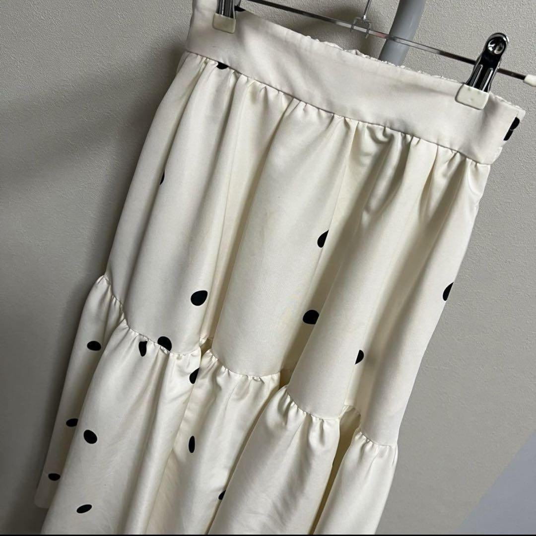 極美品✨CADUNE ドット切り替えスカート ホワイト 36 人気完売品