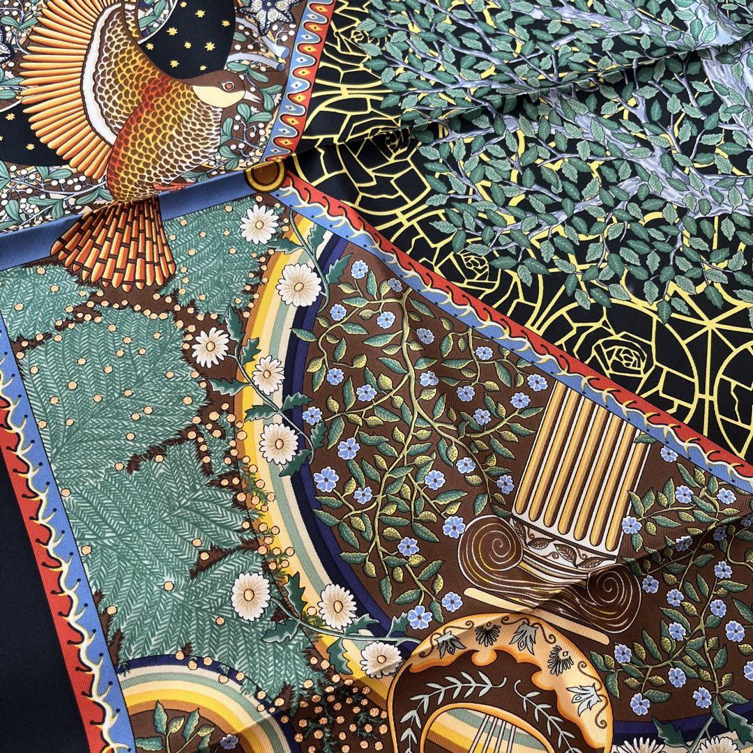 美品 HERMES エルメス カレ90 スカーフAxis Mundi 箱付き