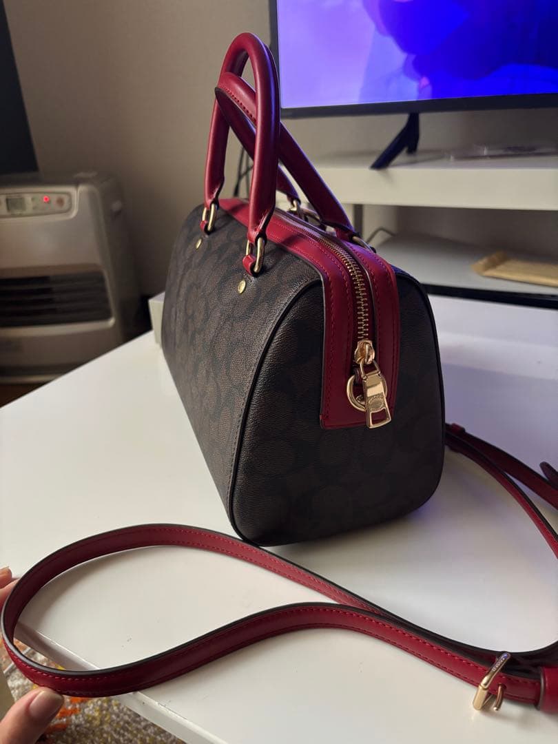 【美品】COACH ハンドバッグ 赤 茶色 【美品】COACH ハンドバッグ 赤 茶色