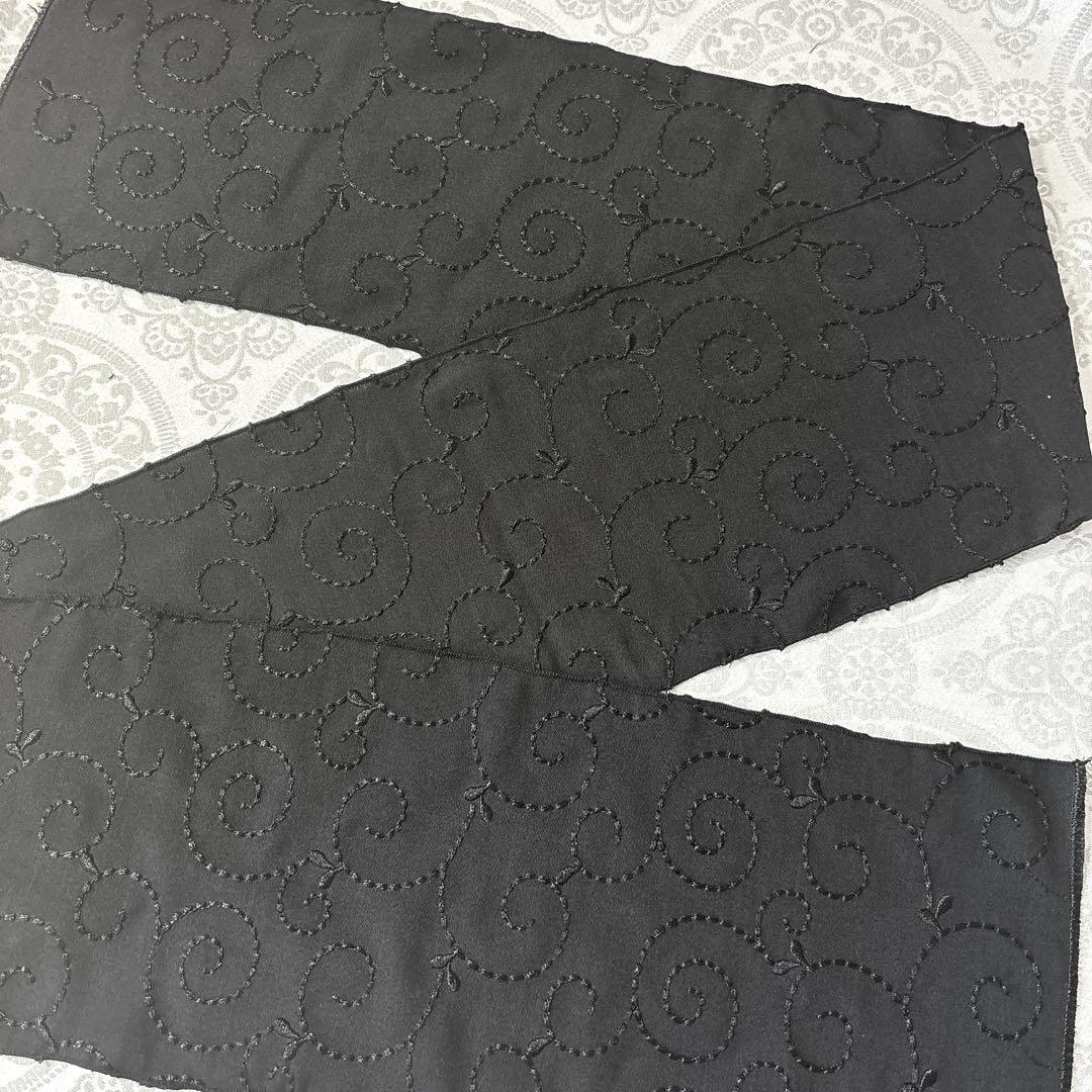 916半衿 半襟 刺繍黒半襟 レース半衿 着物 浴衣 ハンドメイド 黒