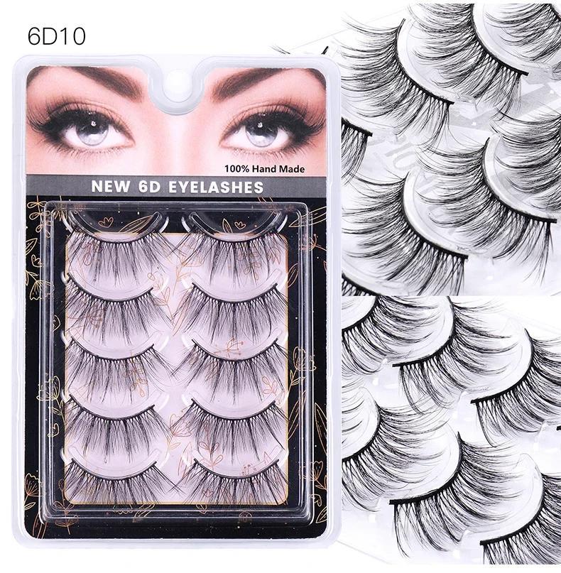 Faux Mink Lashes,つけまつげ,6D10,5ペア,黒色,まつ毛