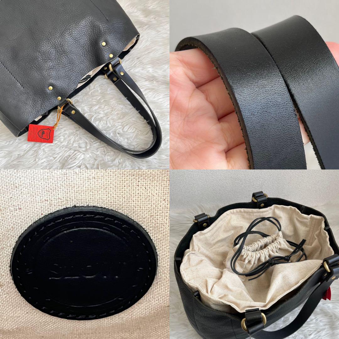 ✨️極美品✨️ SLOW トートバッグ 肩掛け ブラック 黒色 レザー ロゴ