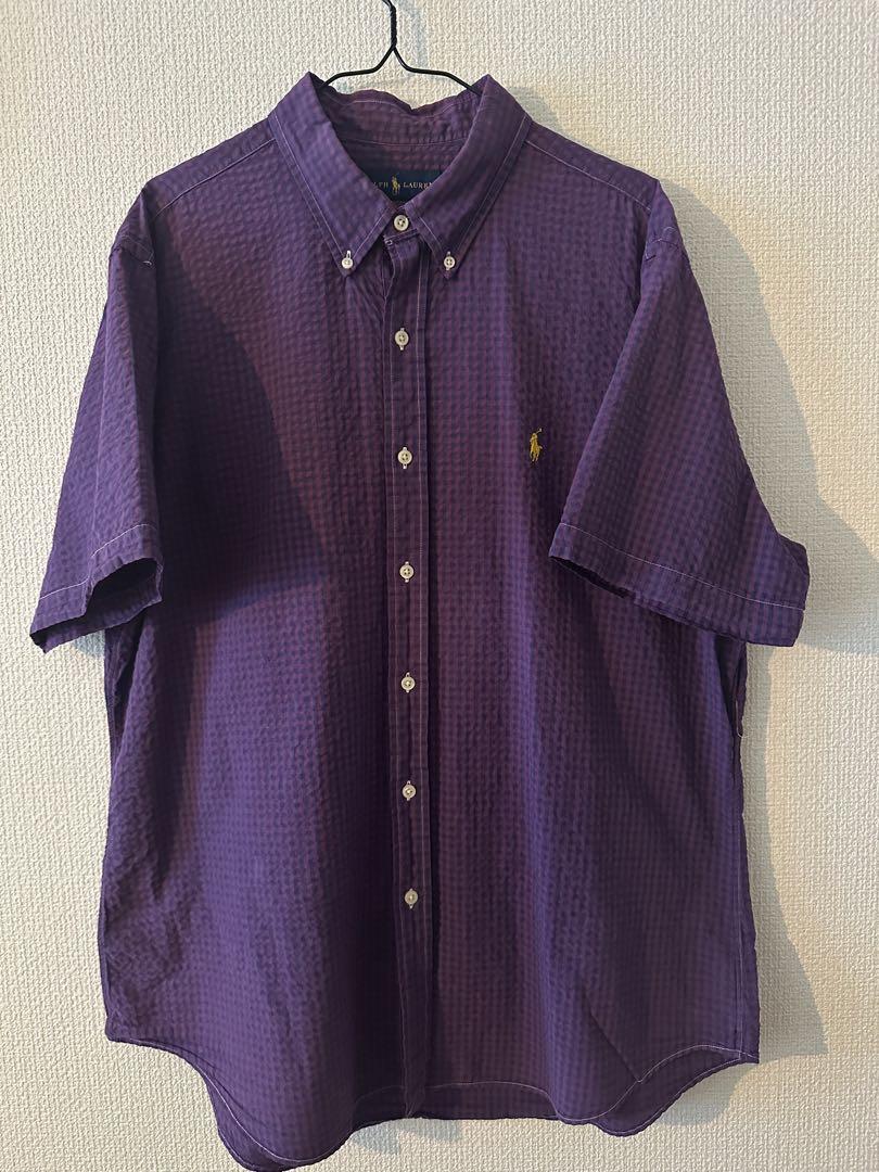Ralph Lauren 半袖シャツ XL 紫 チェック柄