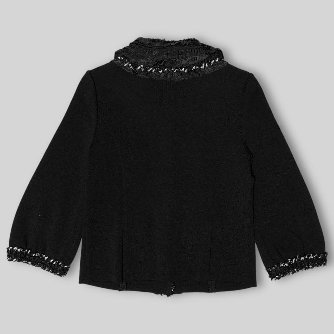 【楽天ランキング1位】 美品☆TO BE CHIC☆フリル 付け襟 ニットジャケット☆ノーカラー ジャケット・アウター