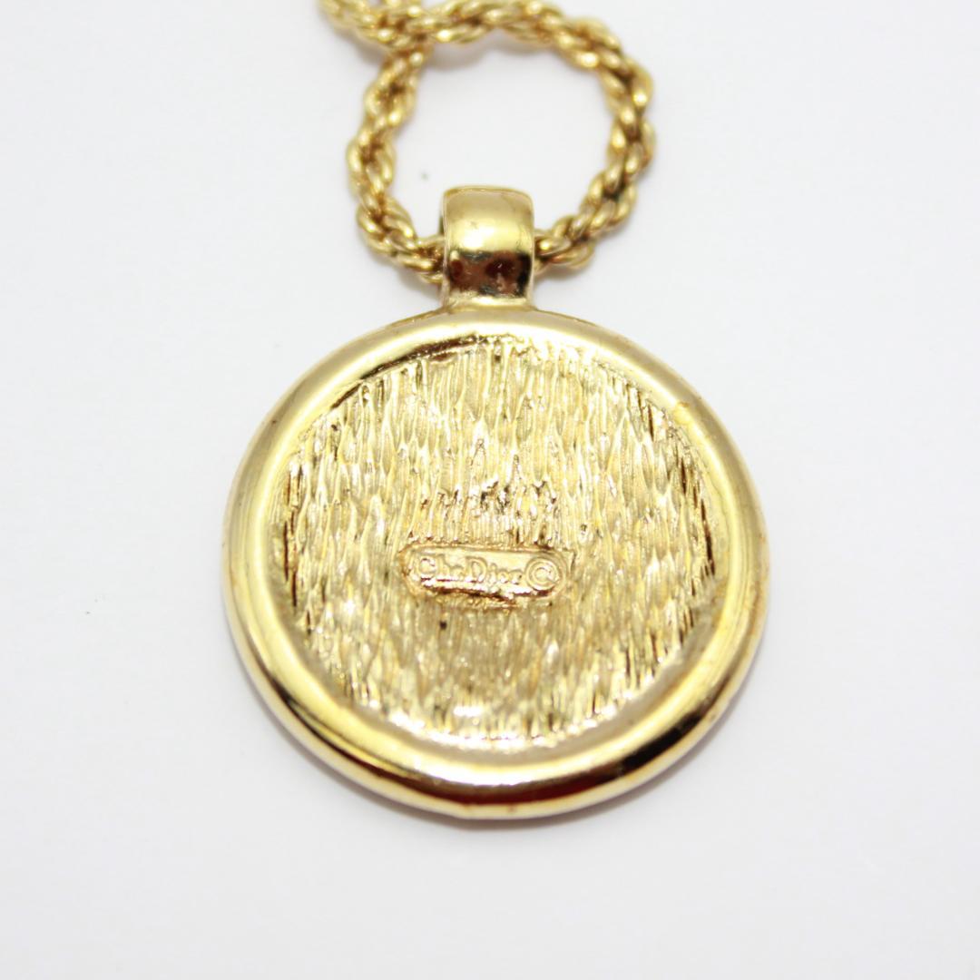 美品 Dior ディオール エンブレム ロゴ ストーン ゴールド ネックレス