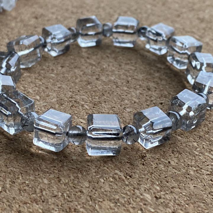 ブラックルチルクォーツスクエアブレスレット
