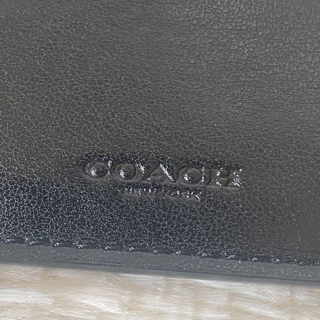 極美品【COACH】コーチカード／名刺入れ シグネチャー F12025 CQBK