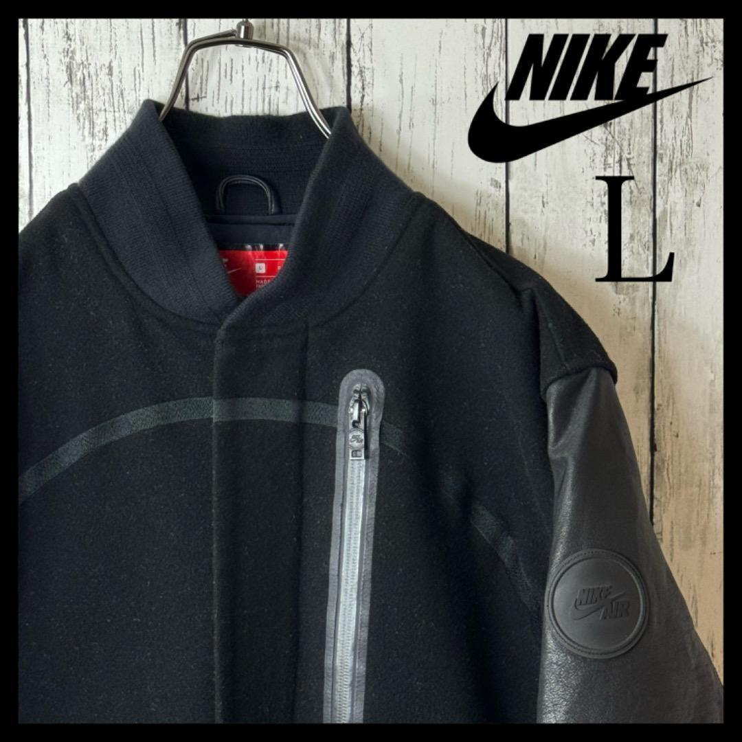 【美品/希少】NIKE ヴィンテージ 刺繍 デストロイヤージャケット スタジャン 希少】ナイキ デストロイヤージャケット スタジャン L 黒 袖