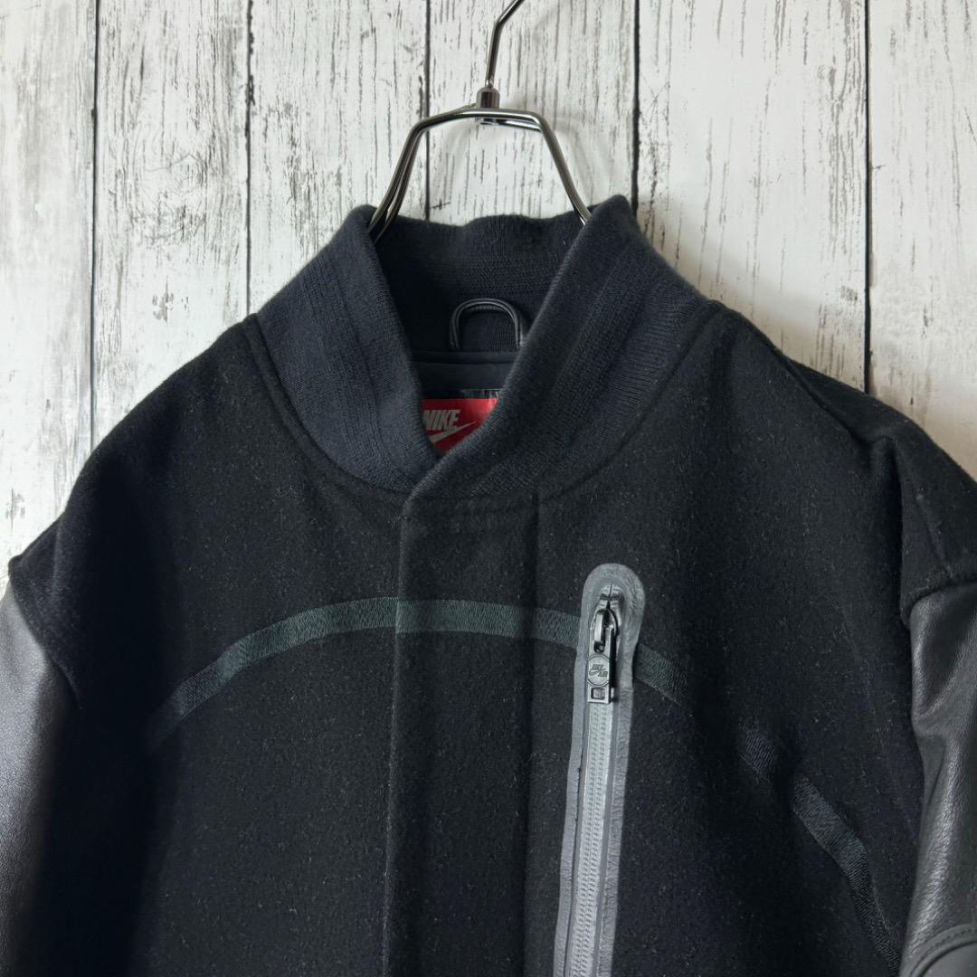 【美品/希少】NIKE ヴィンテージ 刺繍 デストロイヤージャケット スタジャン 希少】ナイキ デストロイヤージャケット スタジャン L 黒 袖