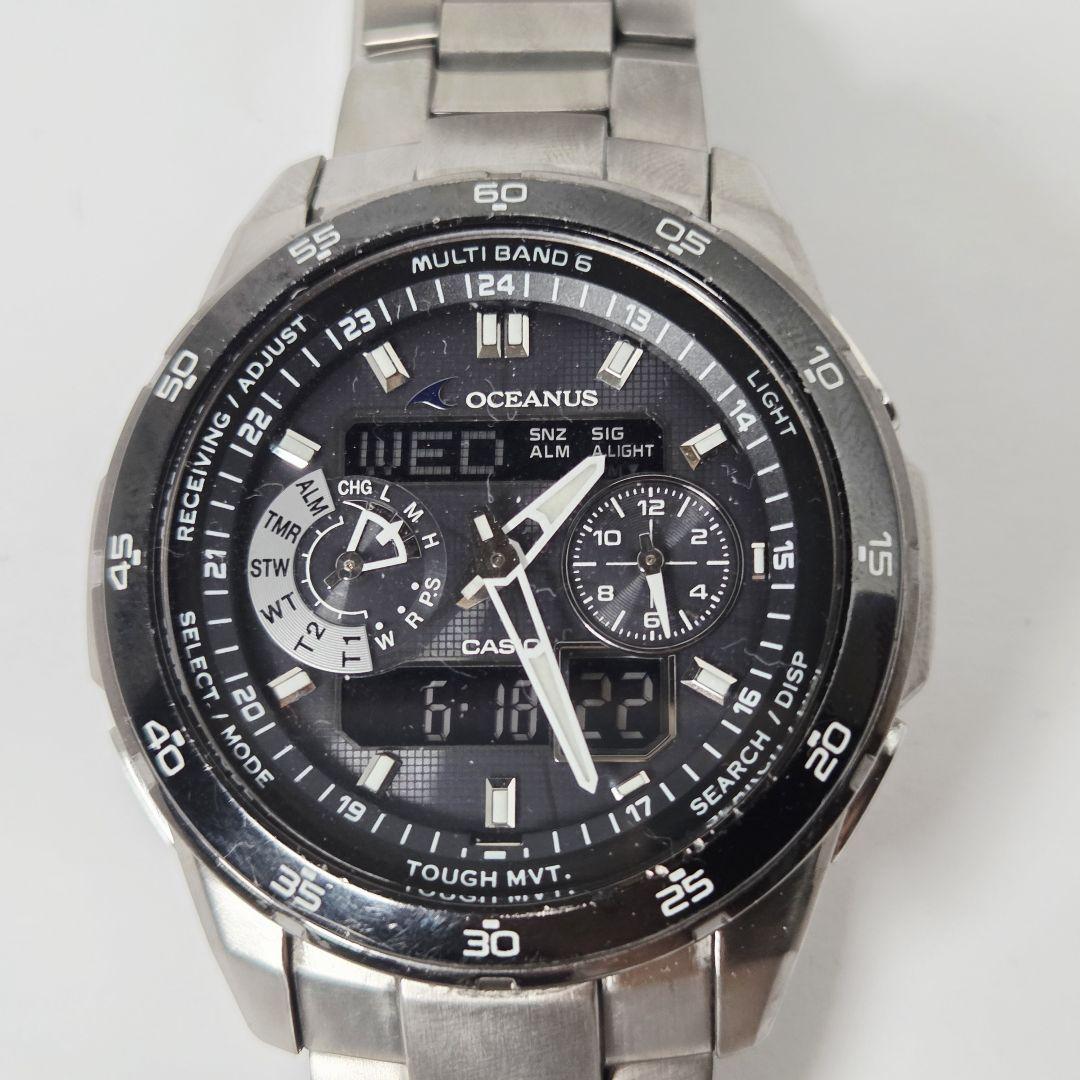 CASIO オシアナス ソーラー電波時計 ブラック文字盤 メンズ 腕時計　箱有
