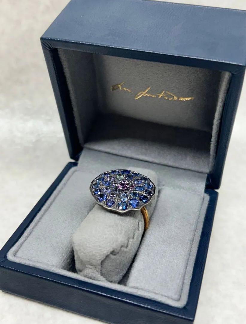 希少ビンテージ 超豪華フラワー ヨーロッパ リング K18 925 4.18ct