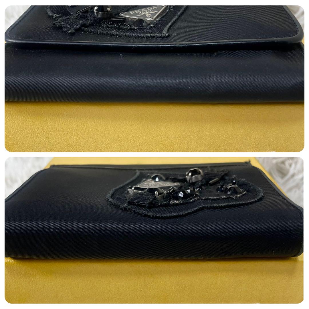 PRADA プラダ 折り財布 三つ折り財布 ブラック 黒 ハート - メルカリ