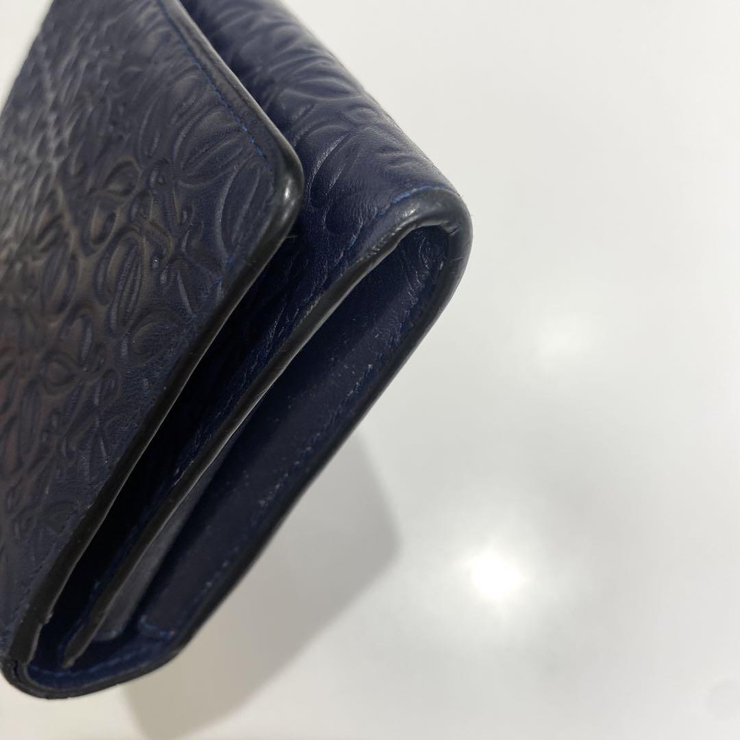 LOEWE ロエベ　折り財布　ネイビー　紺色　ウォレット　レディース