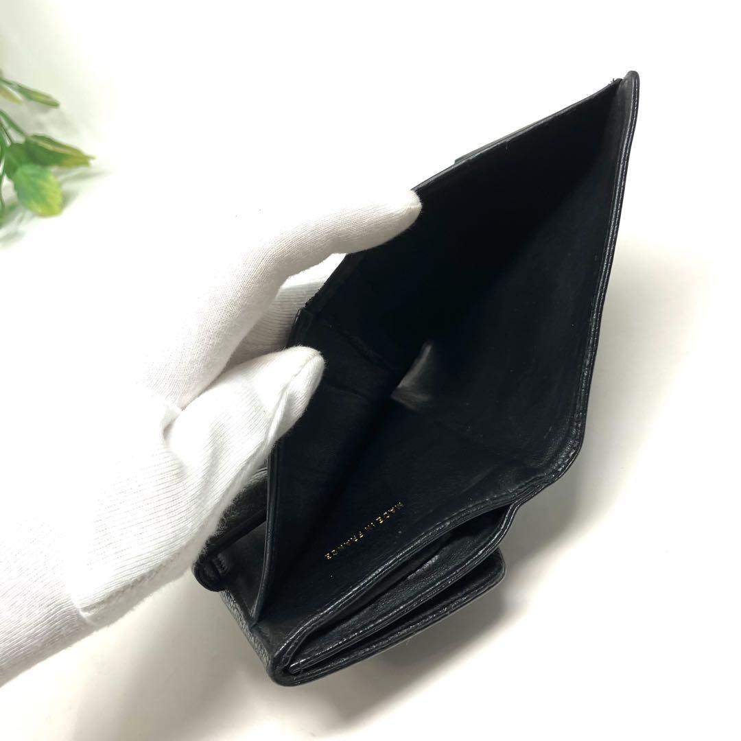 【ほぼ美品】 CHANEL シャネル キャビアスキン Wホック 二つ折り財布 黒