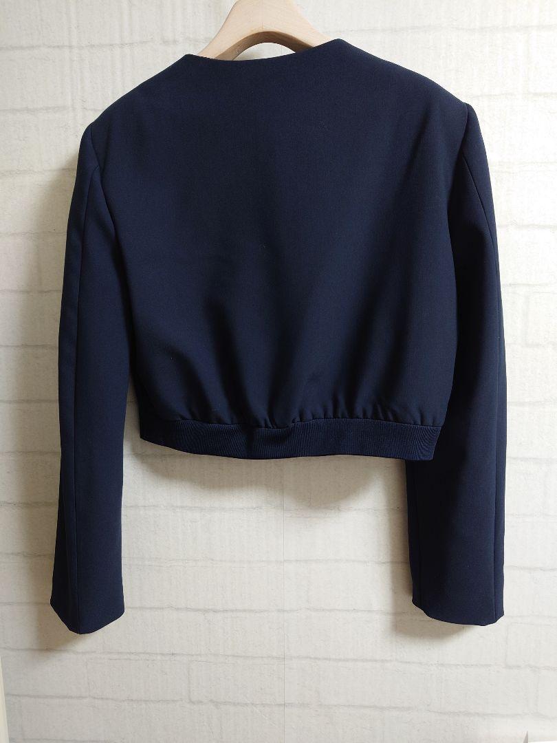 ZARA クロップドジャケット ネイビー ZARA フラップ クロップド ジャケット ネイビー ツイード 金