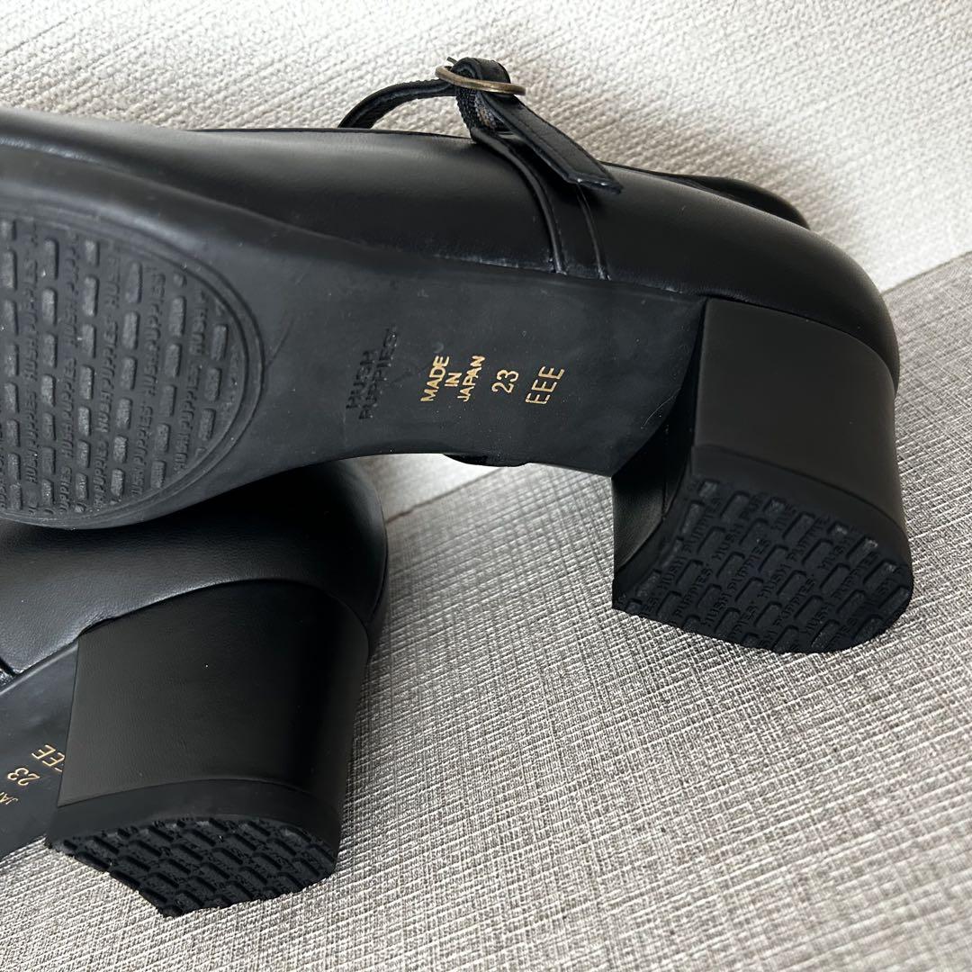 極美品　ハッシュパピー　ワンストラップパンプス　晴雨兼用　3E　日本製