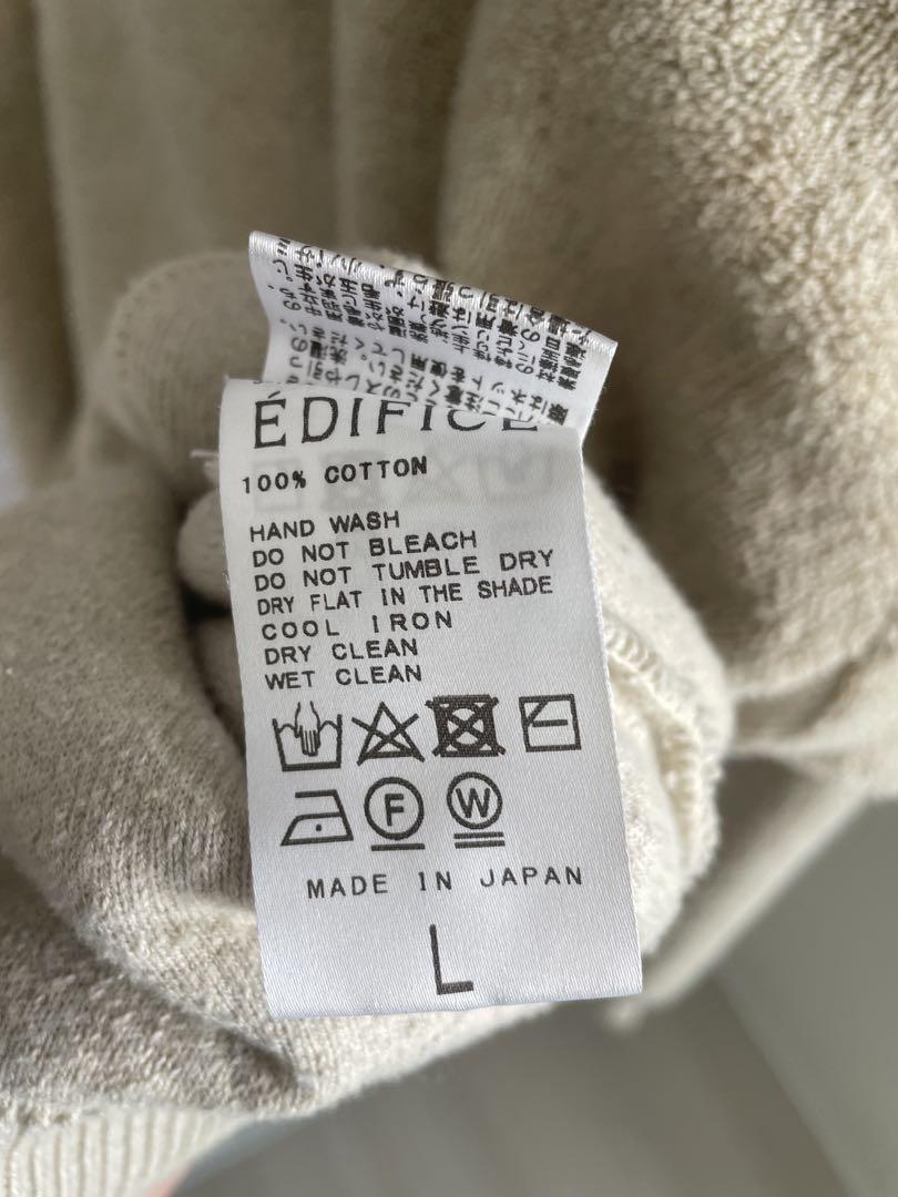 EDIFICE ベージュ クルーネックセーター　パイル生地　スウェット　ニット