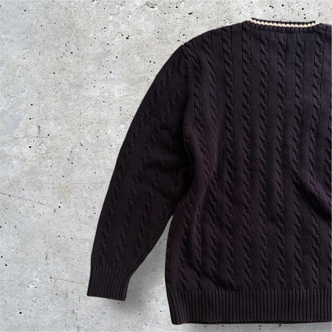 Lands' End Vネック コットンニット XXL