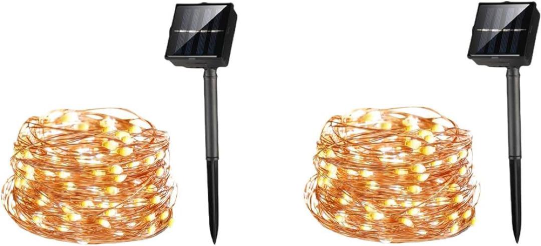 ☀️【20ｍ 2個 買い得✨】ソーラーイルミネーションライト☀️LED