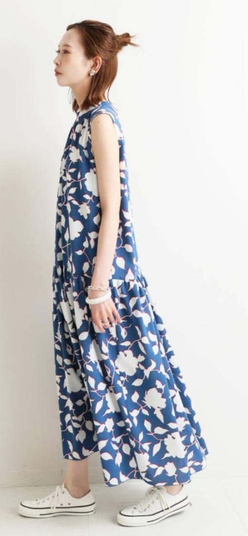 IENA フラワープリント ノースリーブワンピース 36S IENA