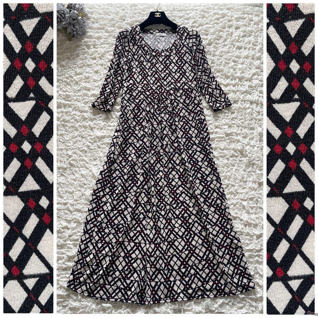フランス製【24AW】EGERIE/エジェリー　幾何学チェックジャージワンピース