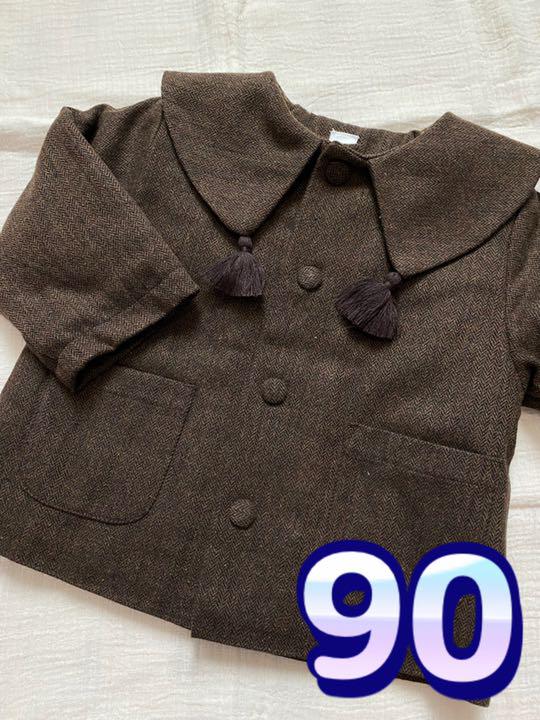 cottoli コトリ セーラー衿 フェイクウールジャケット アウター 90