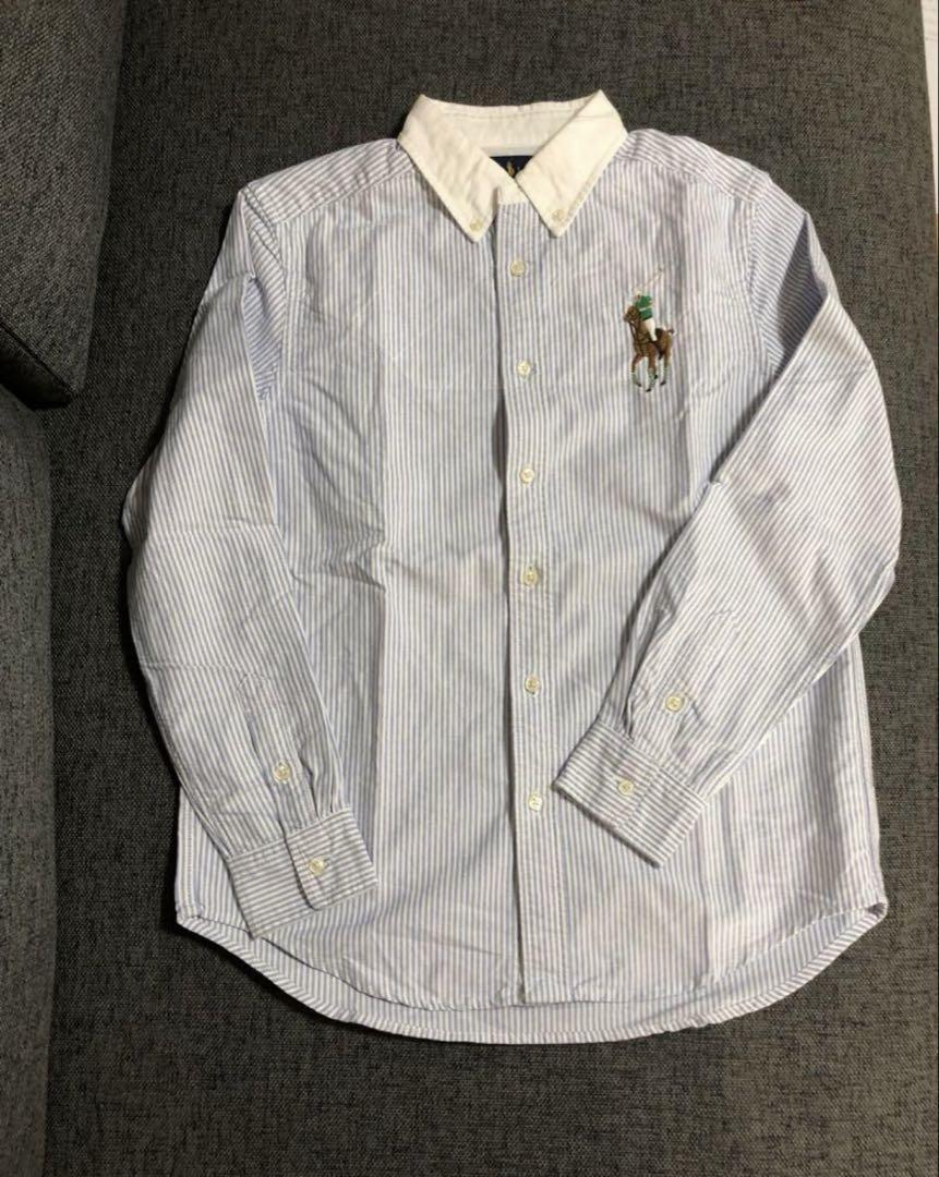 ポロ　長袖　ストライプ柄　シャツ　キッズ　Lサイズ　美品