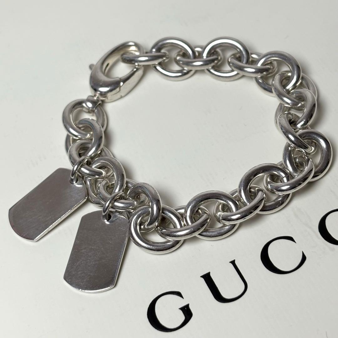 美品グッチ　GUCCI シルバー925 チェーン　プレート　ブレスレット