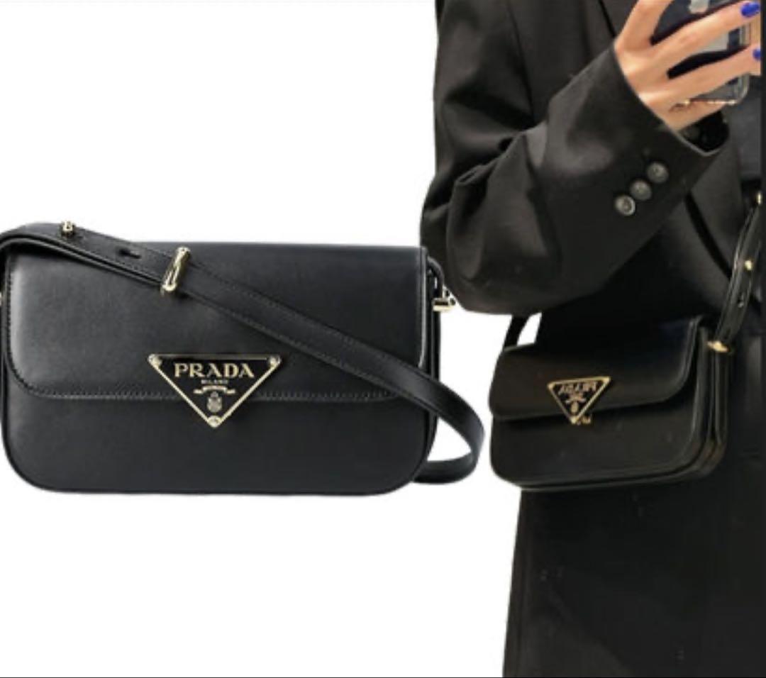 PRADA 黒 レザー ショルダーバッグ