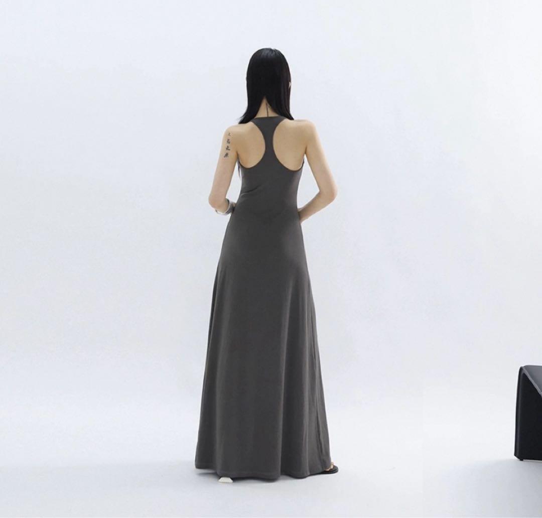 【グランジ】Fuzzykon ノースリーブバックオープンロングワンピース