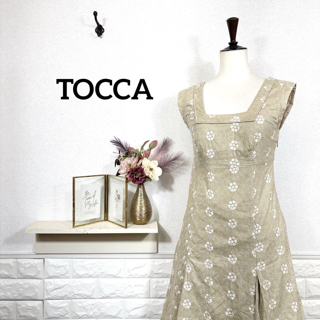 TOCCA★　トッカ　ワンピース　エレガンス　花柄　刺繍　高級　ベージュ