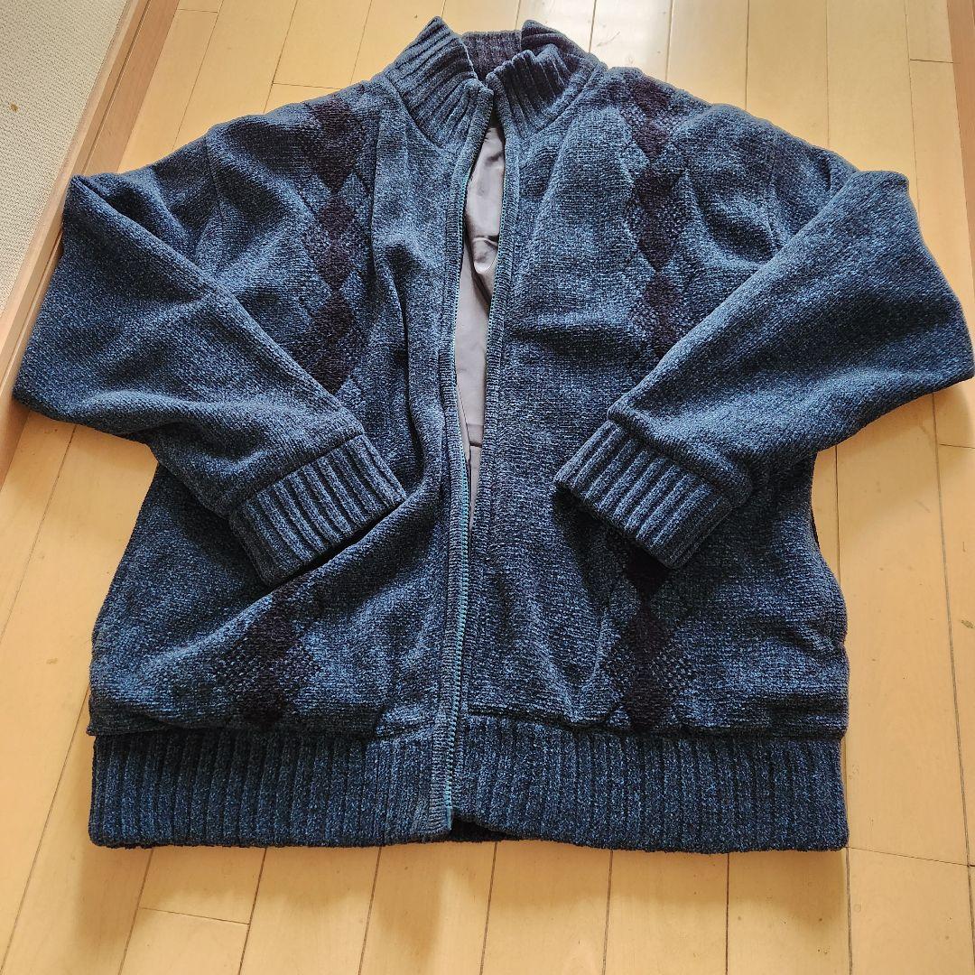 VINTAGE CLUB ダークブルー カーディガン Lサイズ