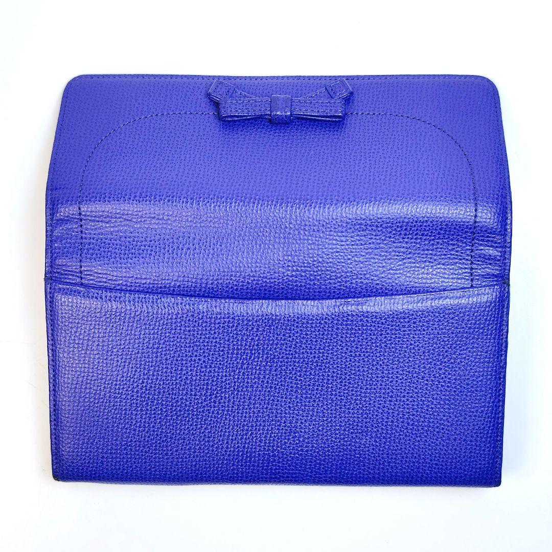 【美品】傳濱野 長財布 リボンシリーズ モーナウォレット ブルー 上品 人気 美品】傳濱野 長財布 リボンシリーズ モーナウォレット ブルー