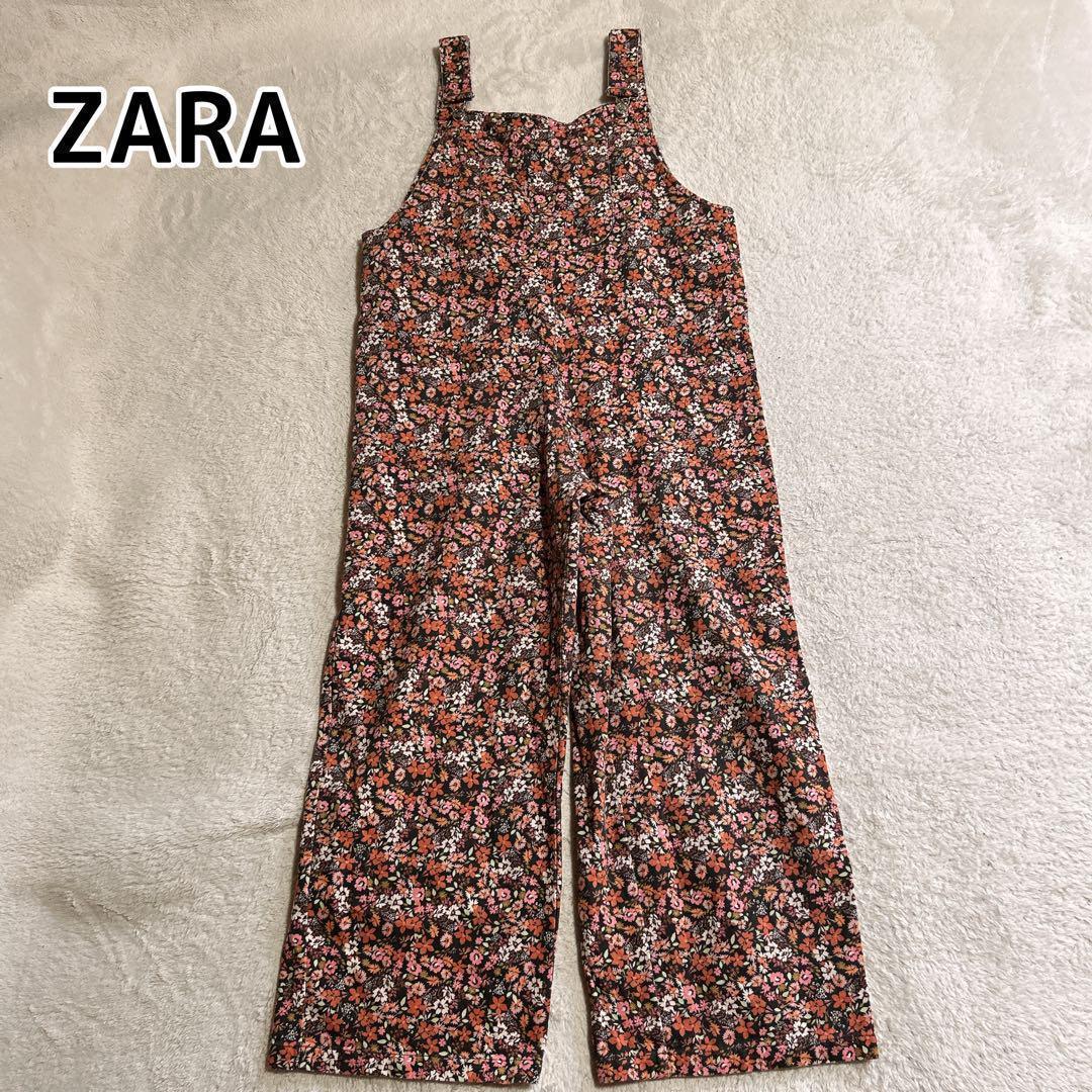 ZARA オーバーオール サロペット レトロな花柄 ボタニカル L