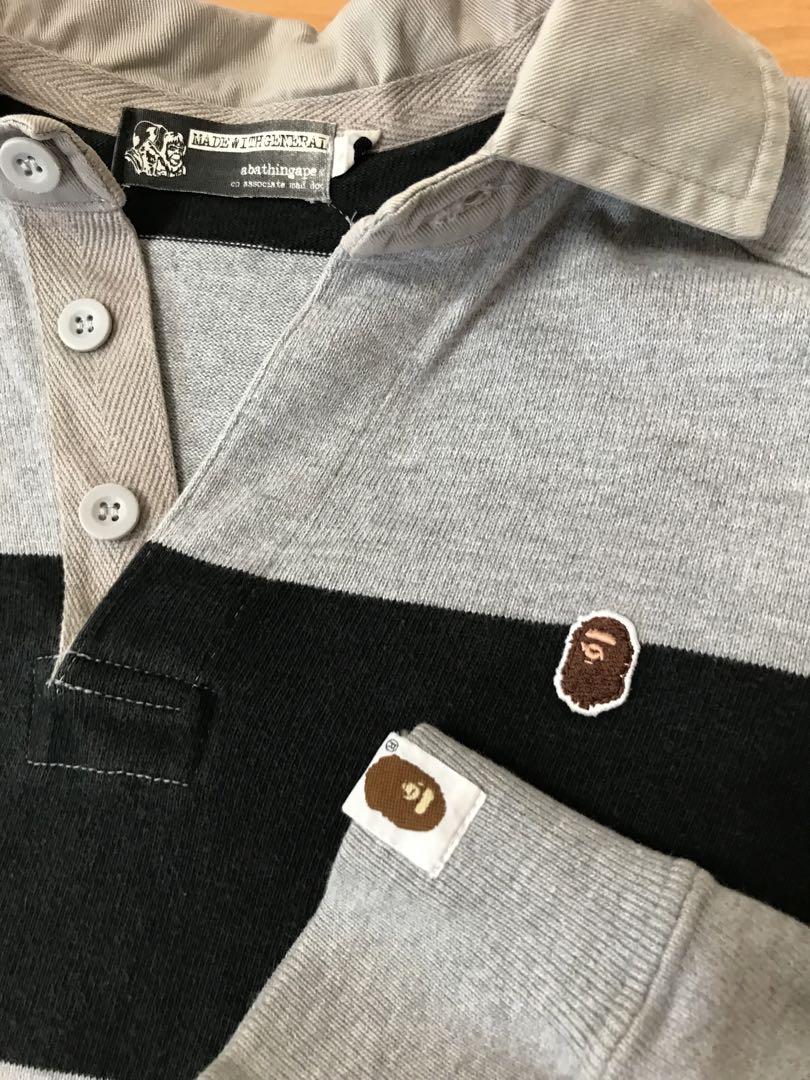 A BATHING APE ラガーシャツ ボーダー ロゴ キムタク HERO A BATHING APE ラガーシャツ ボーダー ロゴ キムタク HERO
