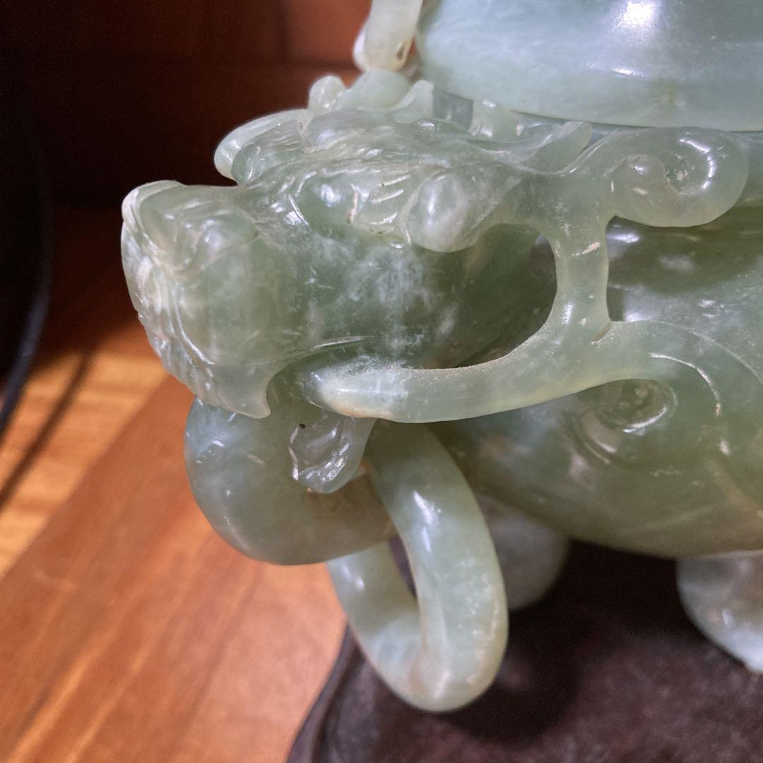 香炉 翡翠 中国工芸品 骨董品 アンティーク - メルカリ