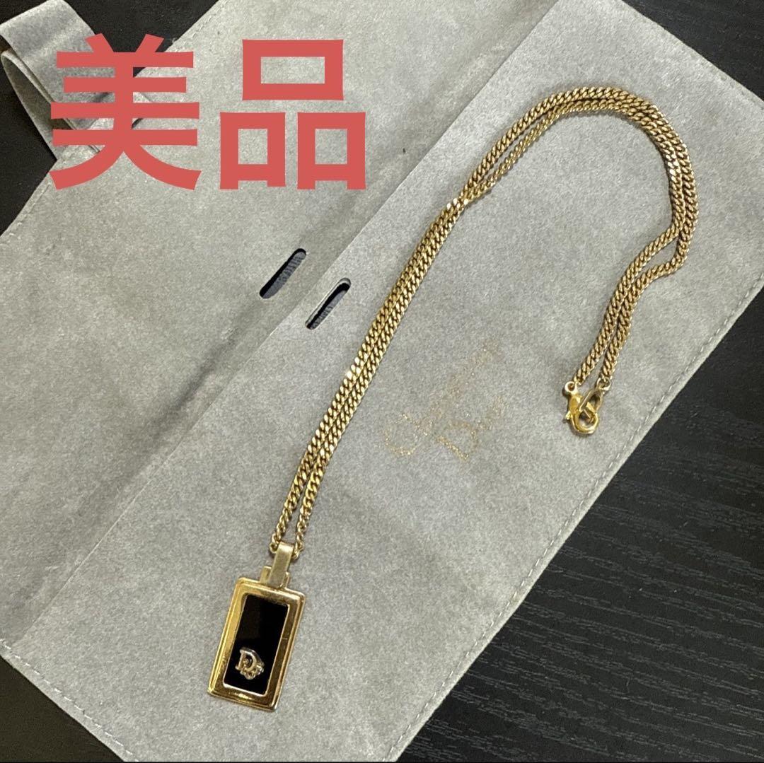 ChristianDior Diorロゴプレートネックレス　ゴールドカラー　美品