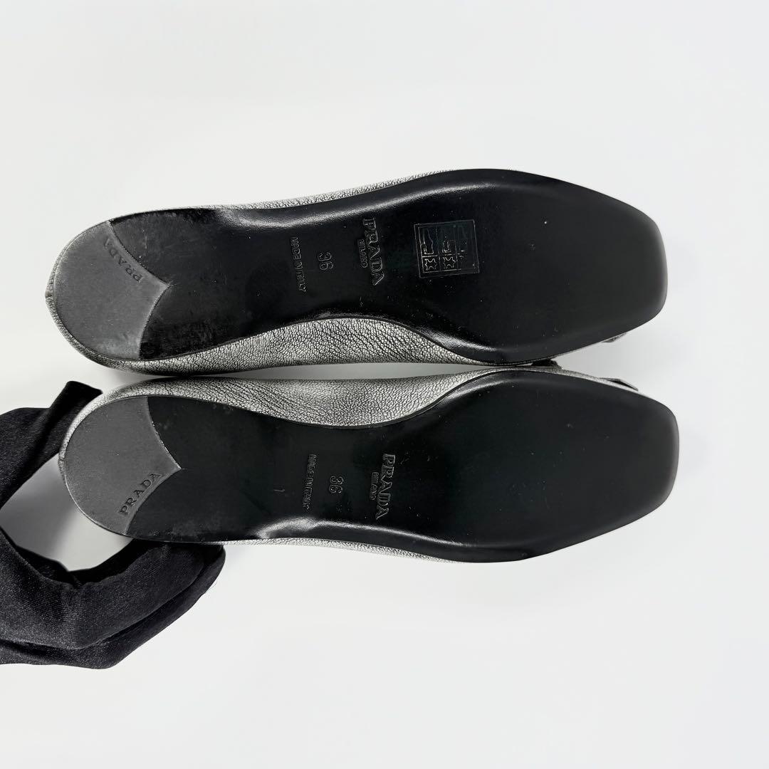 【美品】PRADA プラダパンプス　シルバー 23㎝　箱・袋付き