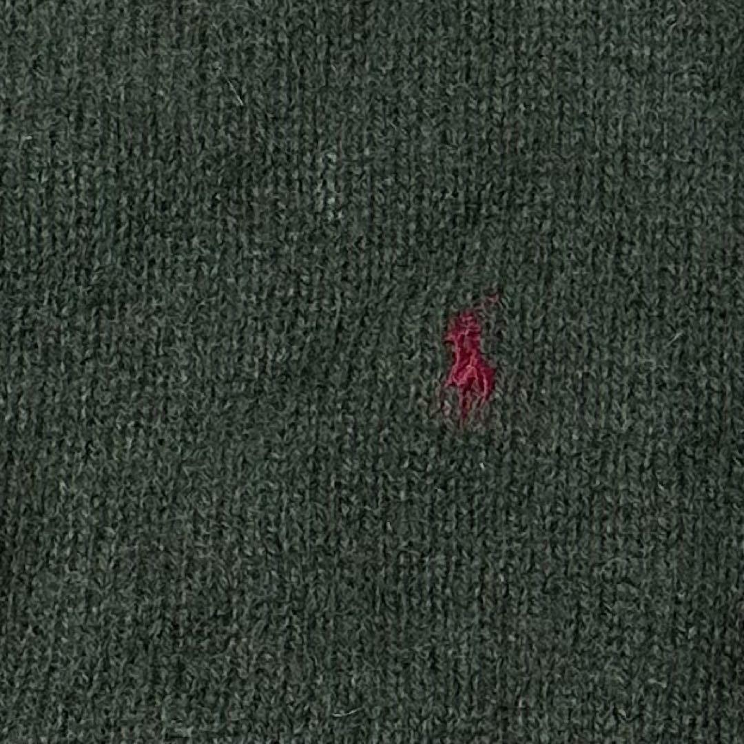 【訳あり】ラルフローレン　刺繍ロゴ　セーター　ニット　緑　L