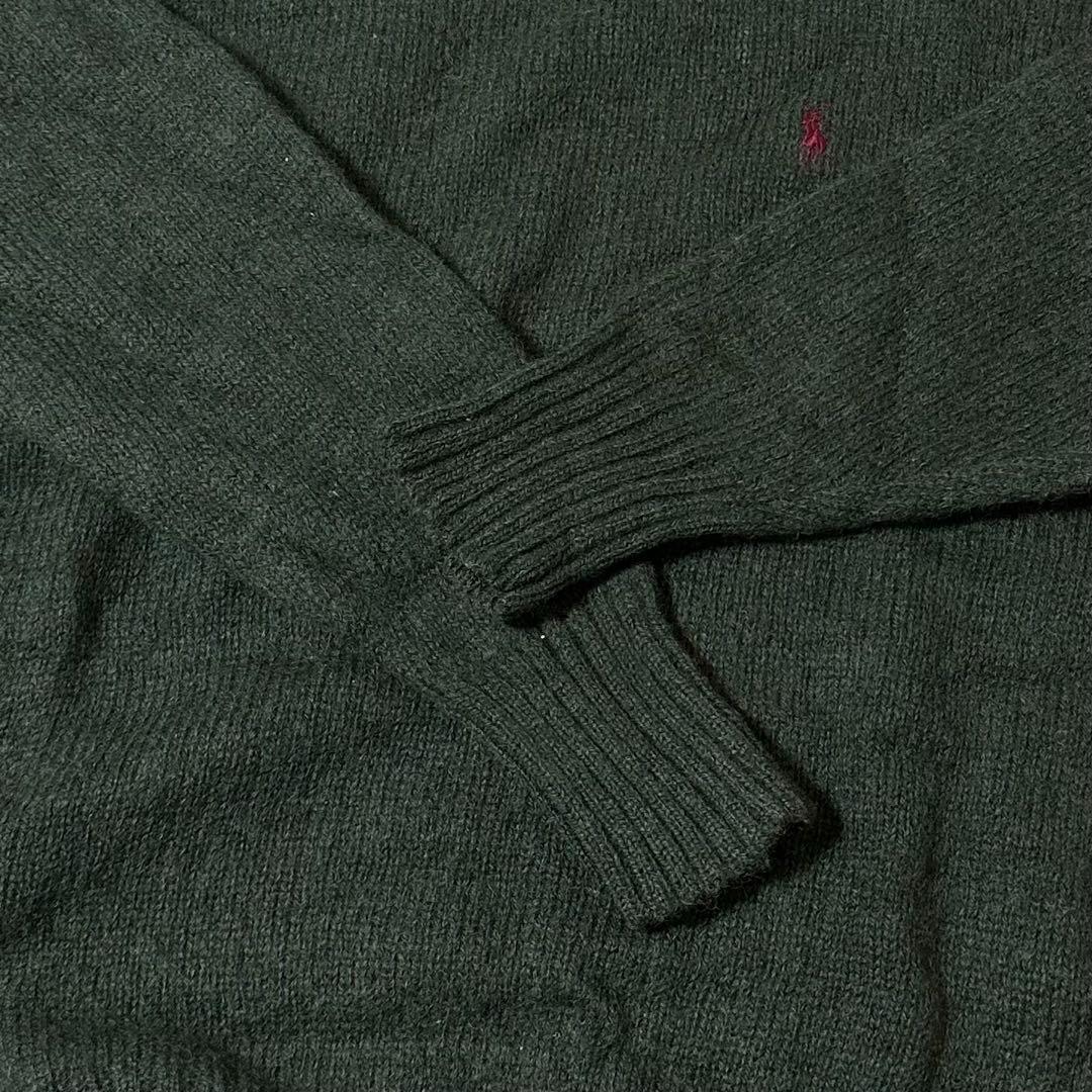 【訳あり】ラルフローレン　刺繍ロゴ　セーター　ニット　緑　L