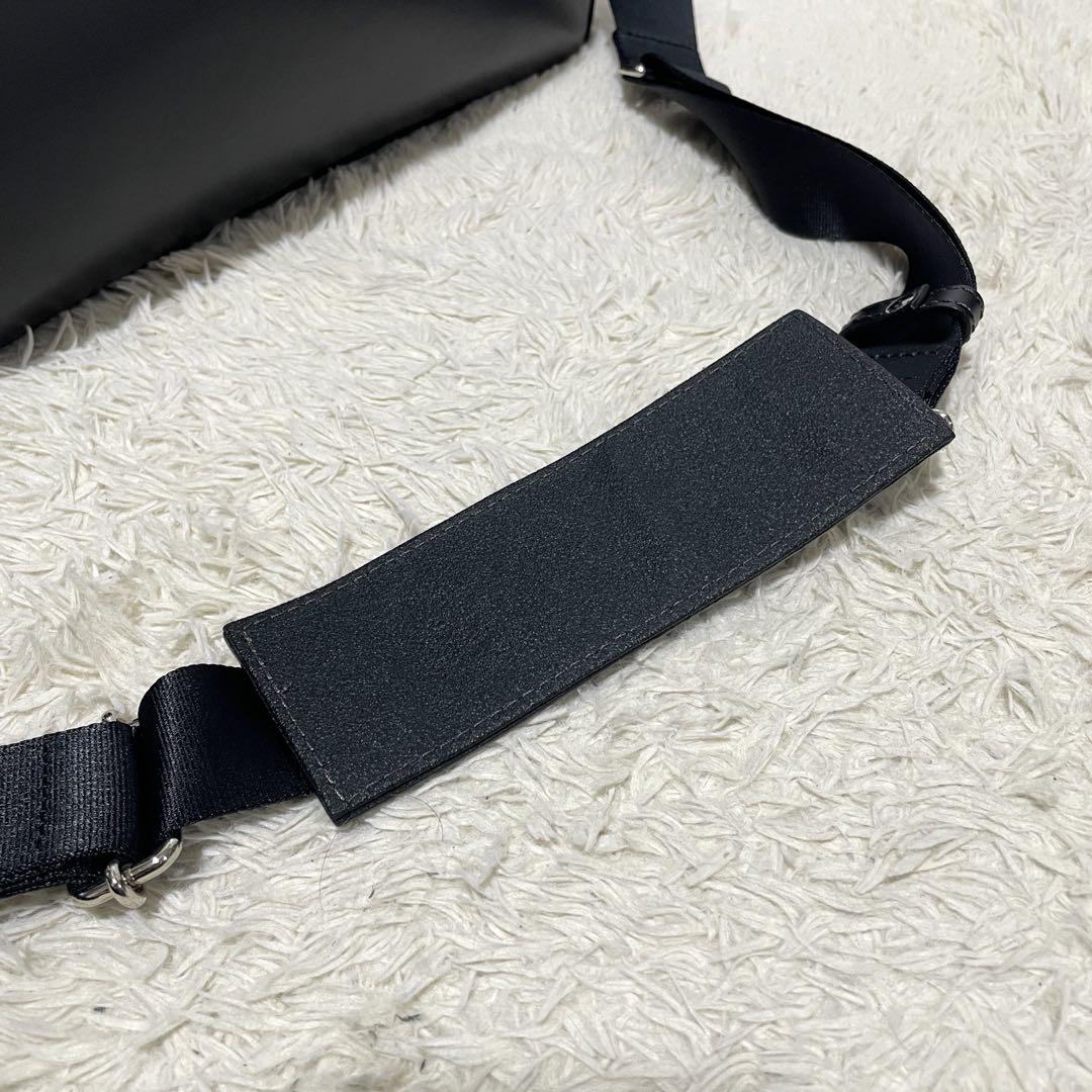 【美品】ランバンコレクション レザー 2way ブリーフケース ロゴ 紺×黒