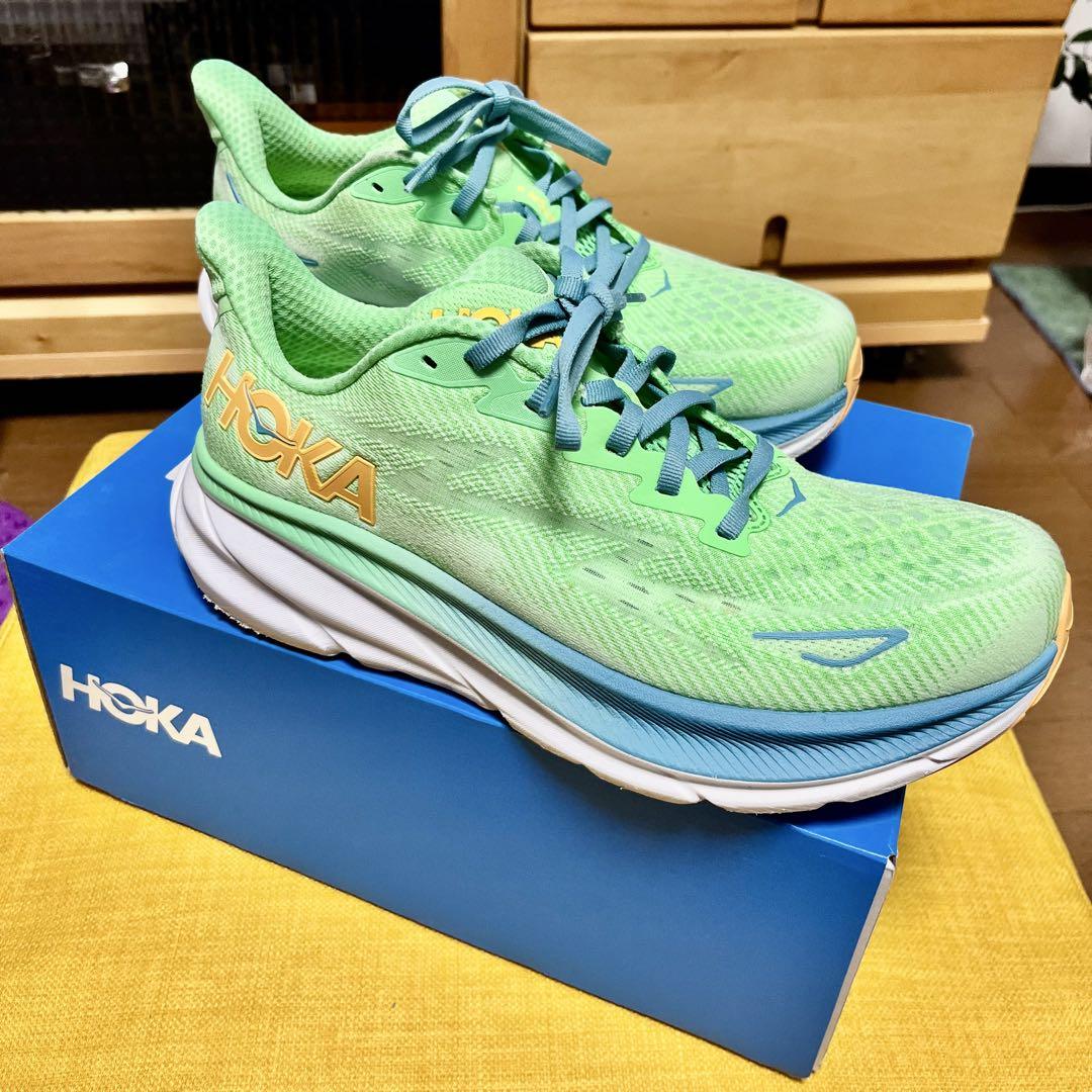 HOKA ONEONE クリフトン9 ワイドライトグリーン