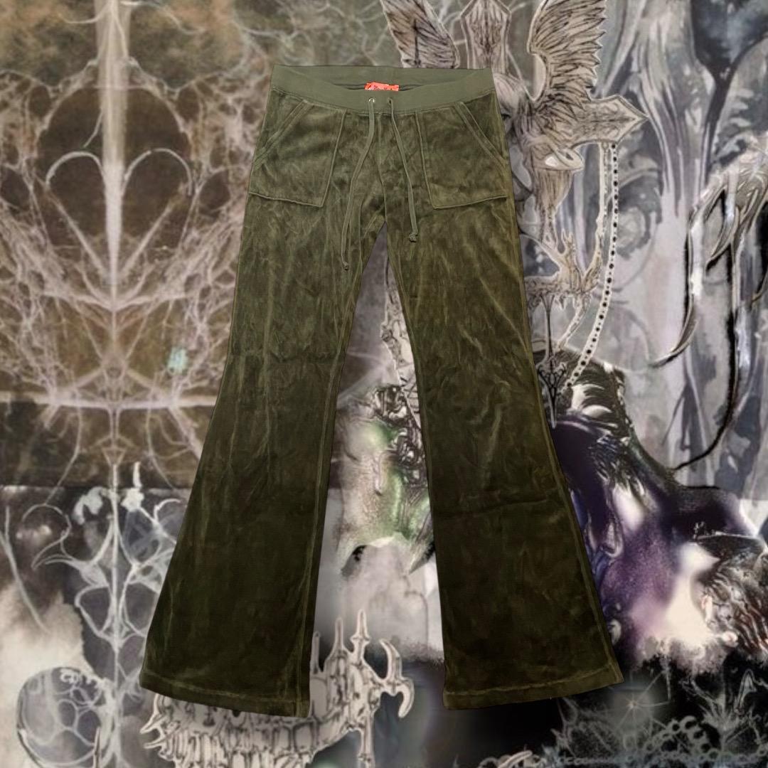 JUICY COUTURE USA製 y2kギャル カーキ パイル地フレアパンツ