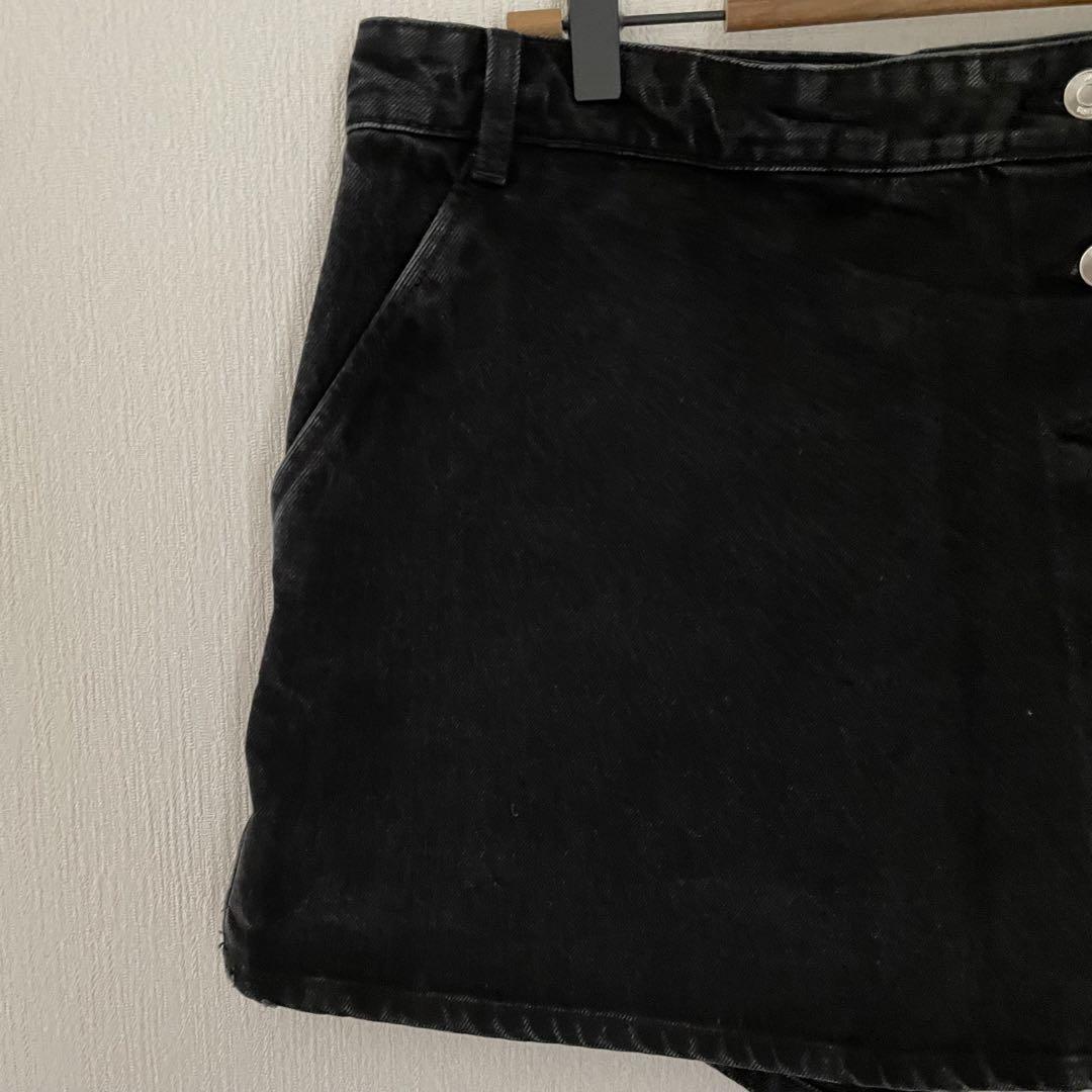 ZARA ザラ デニム クロスオーバー スコート Lサイズ ブラック