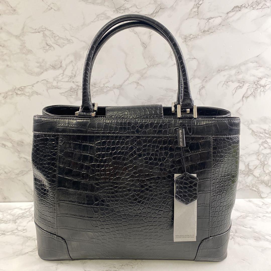 ほぼ未使用MonteRosso モンテロッソ クロコ型押PUレザー