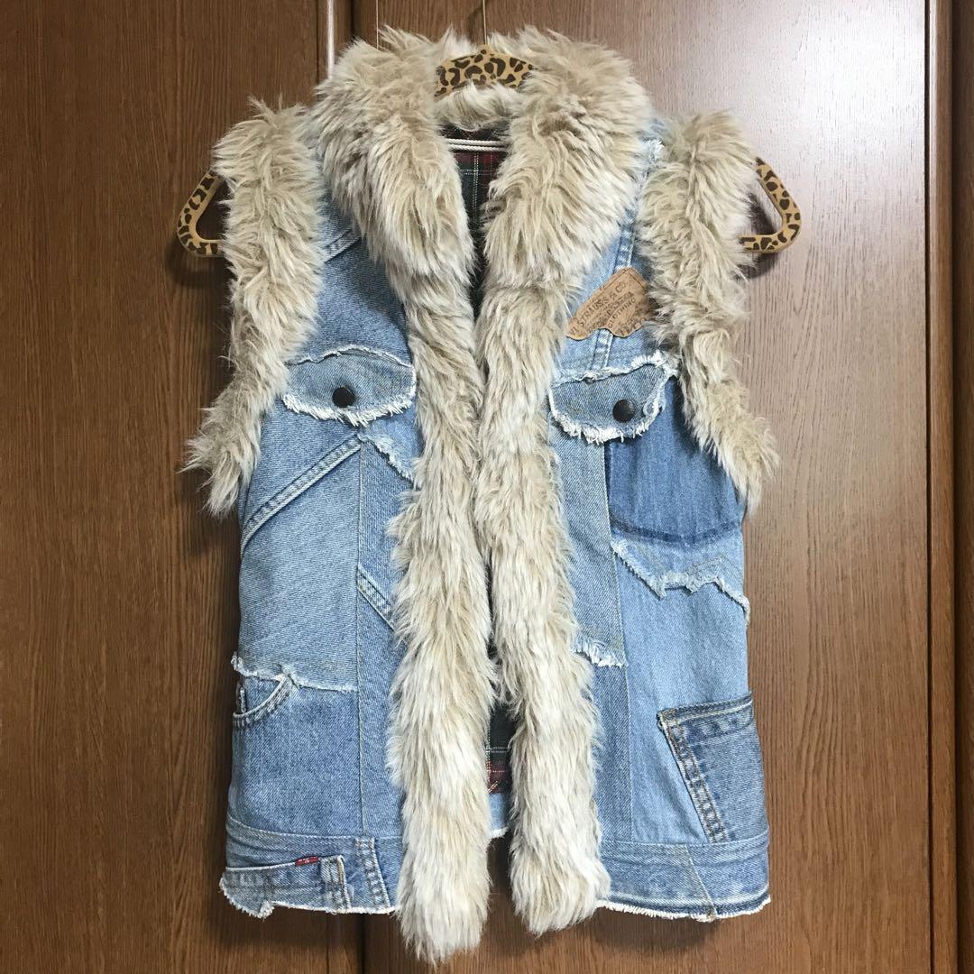 ジャングルキャット LEVI’S リメイク ファー ベスト デニム 稀少 レア 画像1