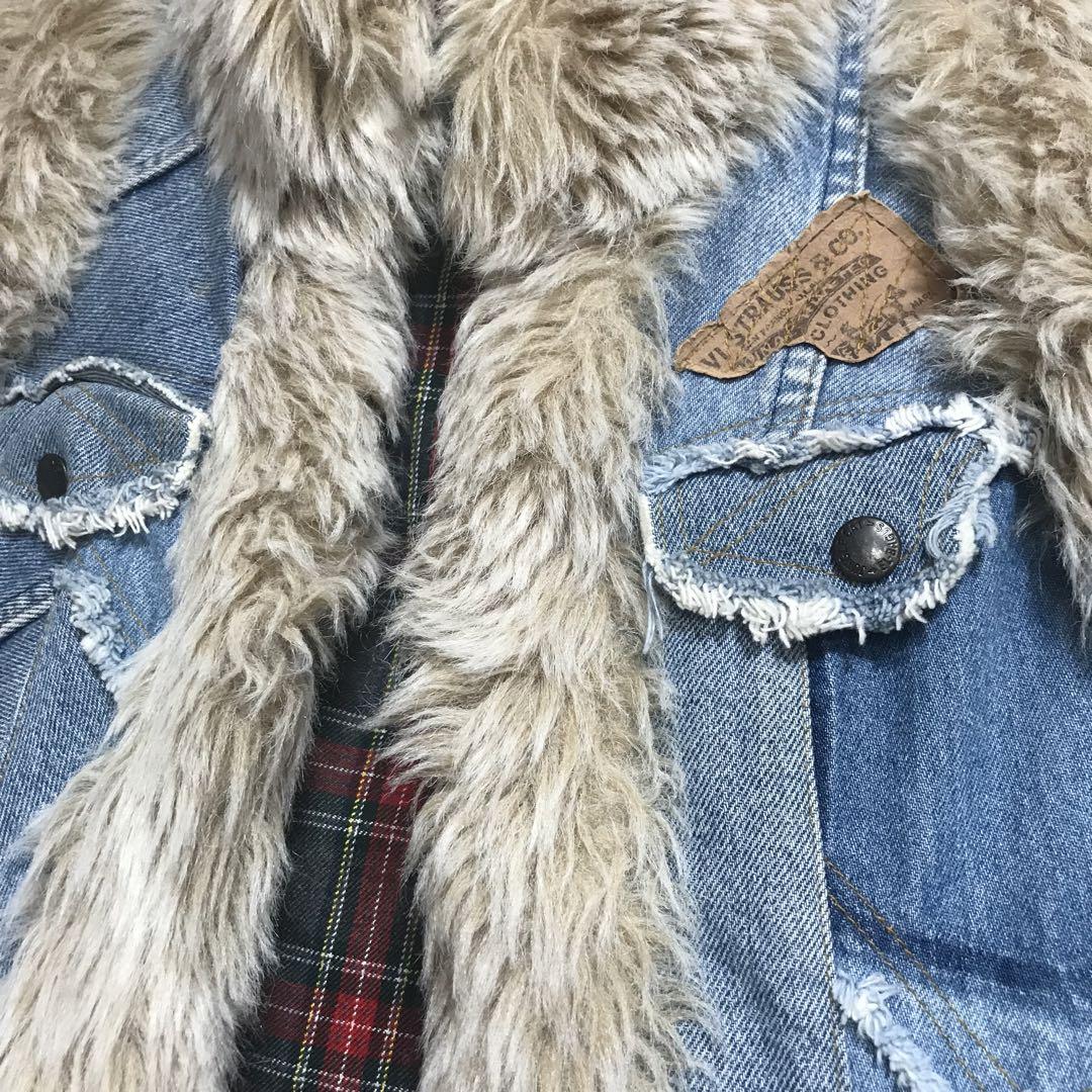 ジャングルキャット LEVI’S リメイク ファー ベスト デニム 稀少 レア 画像4